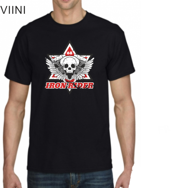 Viini-Shirt-black Iron Rider red - Digitaldruck